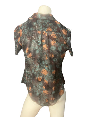 Vintage 80's handmade floral blouse S