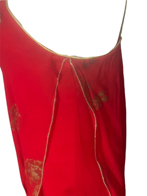 Vintage 70's long red scarf dress M