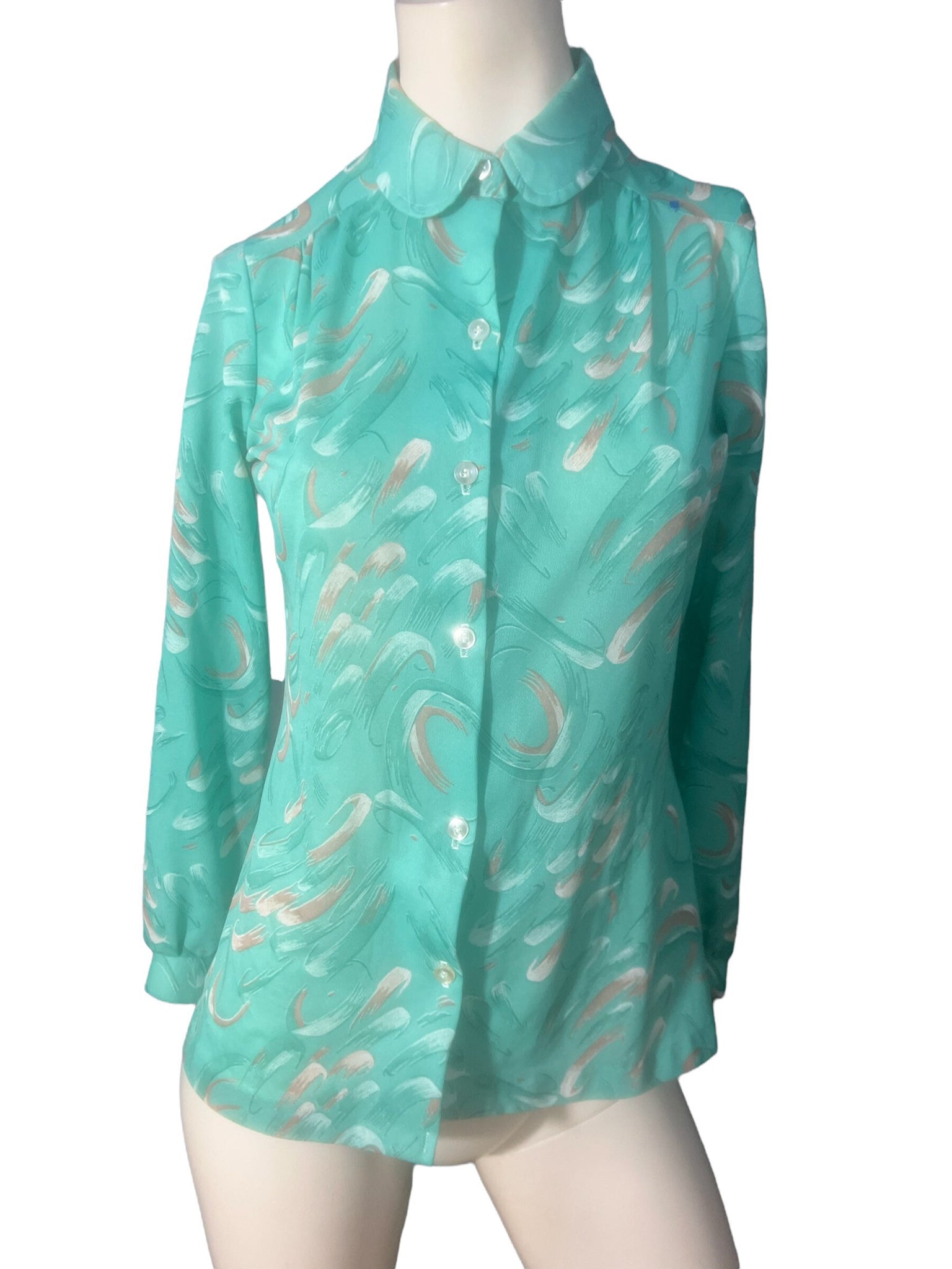 Vintage 70's green shirt Alfred Dunner M 12