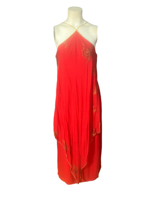 Vintage 70's long red scarf dress M