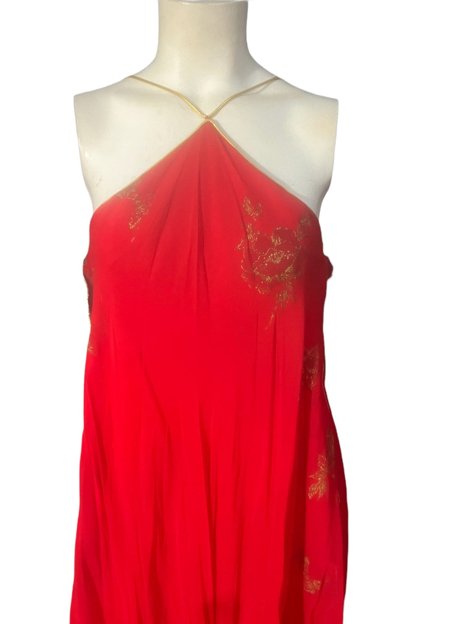 Vintage 70's long red scarf dress M