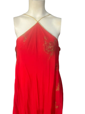 Vintage 70's long red scarf dress M
