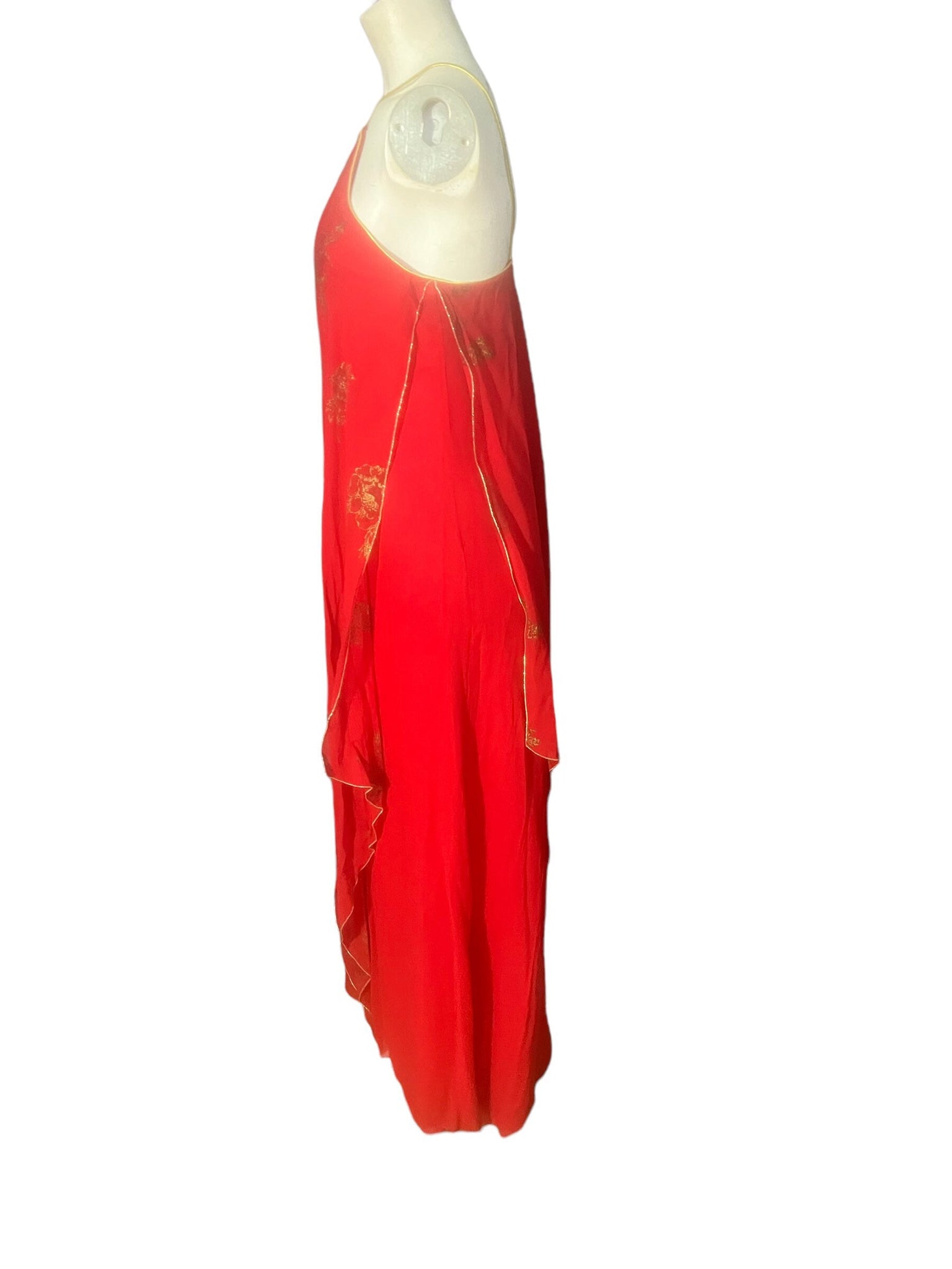 Vintage 70's long red scarf dress M