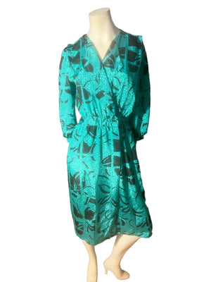 Vintage 80's Jonathan Martin green dress M