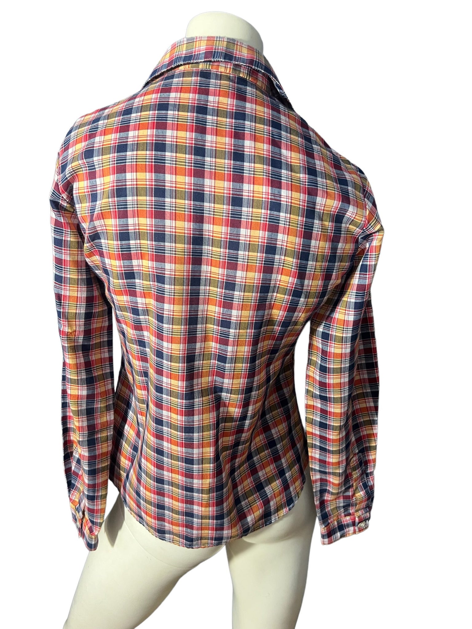 Vintage 70's plaid button up shirt S M