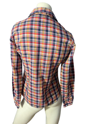 Vintage 70's plaid button up shirt S M