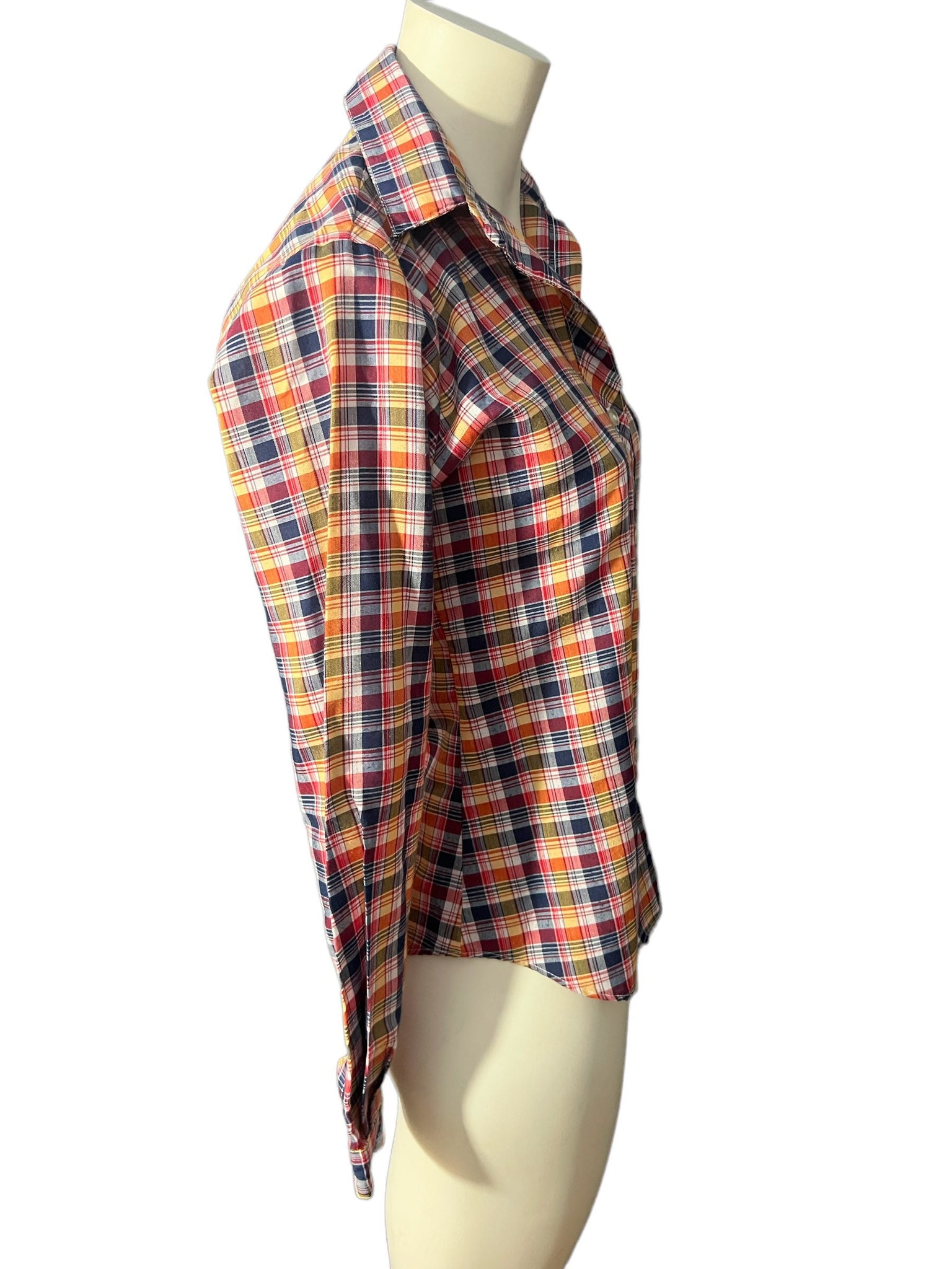 Vintage 70's plaid button up shirt S M