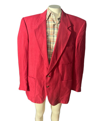 Vintage ultra suede red men's suit jacket 44
