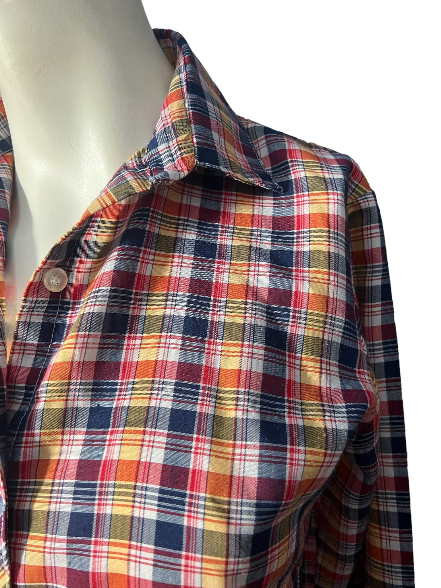 Vintage 70's plaid button up shirt S M