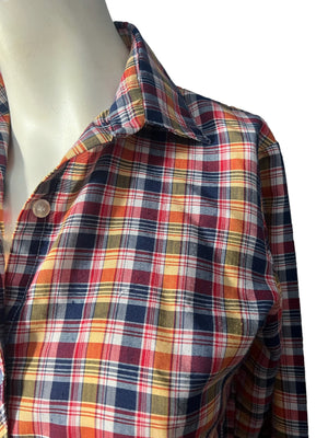 Vintage 70's plaid button up shirt S M