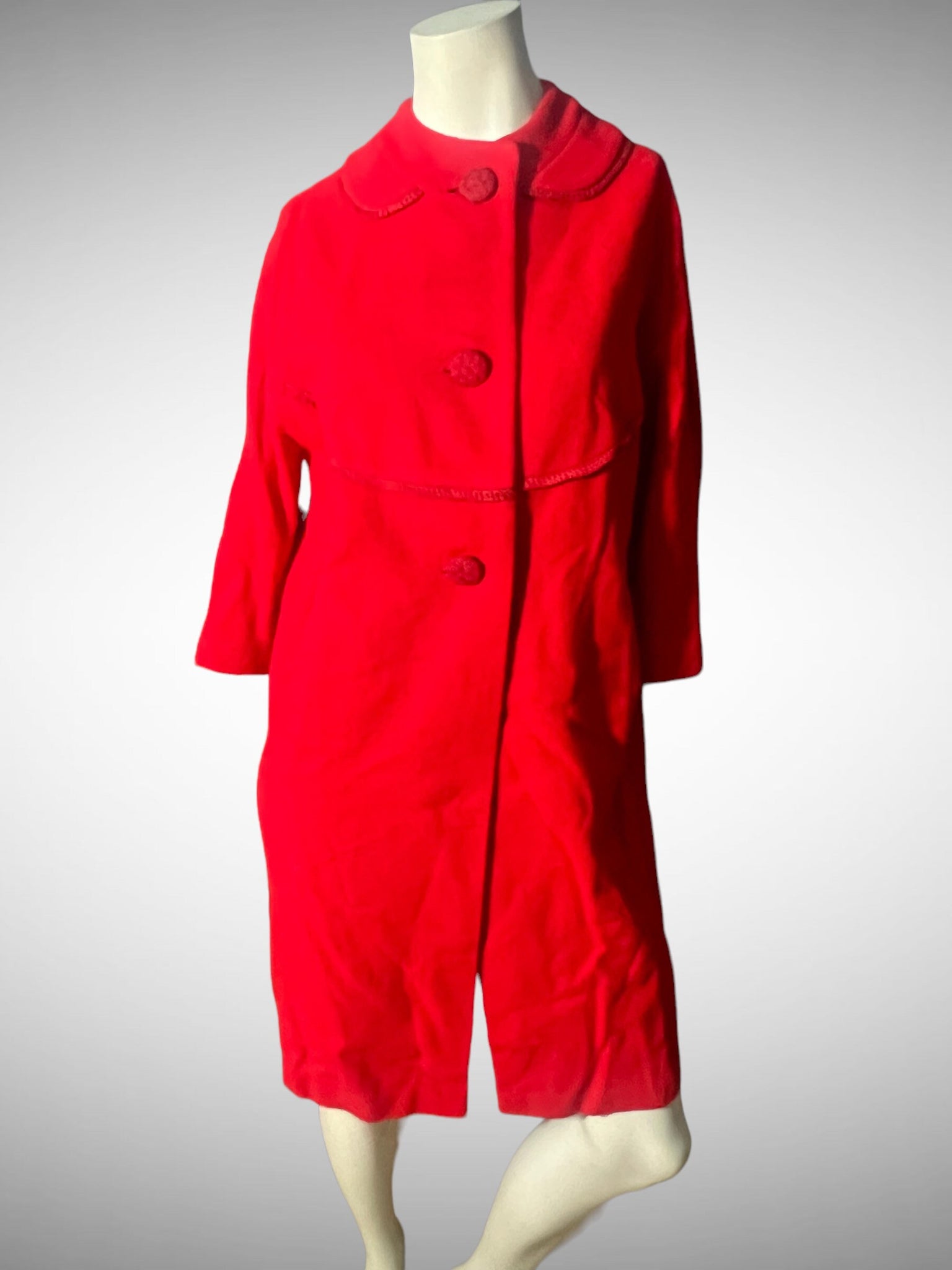 Vintage long red wool 60's coat M