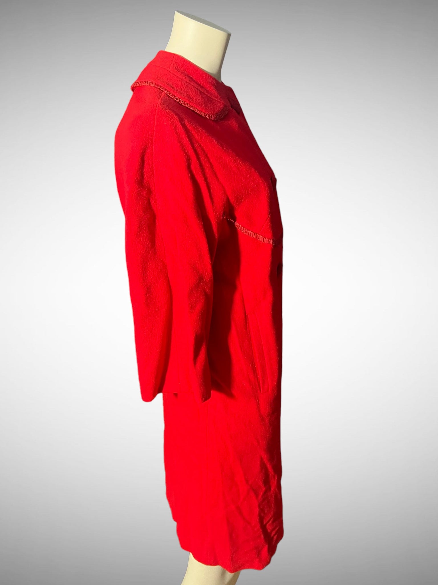 Vintage long red wool 60's coat M