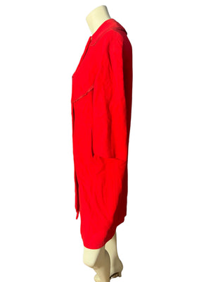 Vintage long red wool 60's coat M