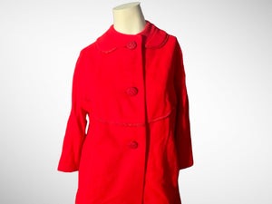 Vintage long red wool 60's coat M