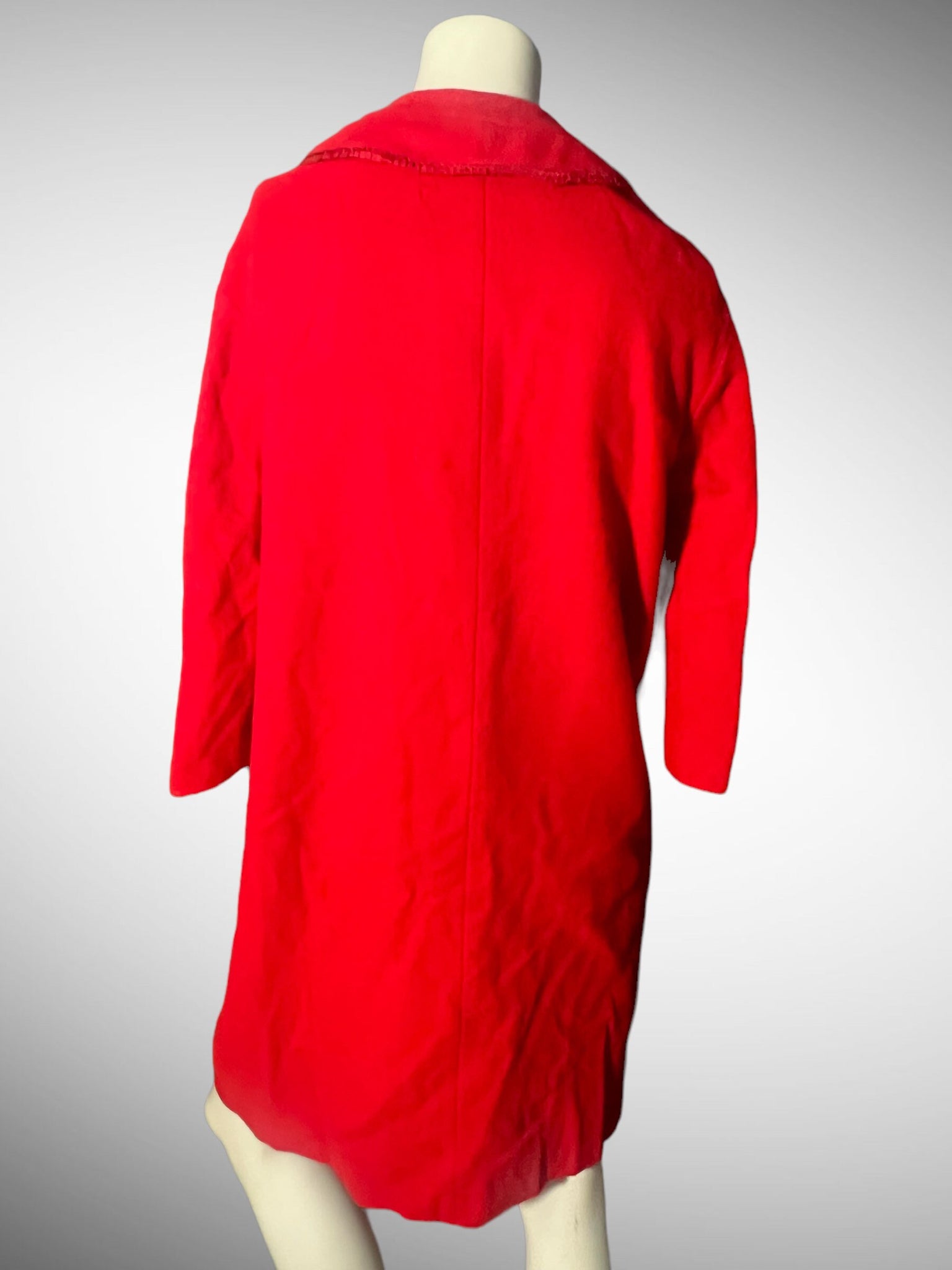 Vintage long red wool 60's coat M