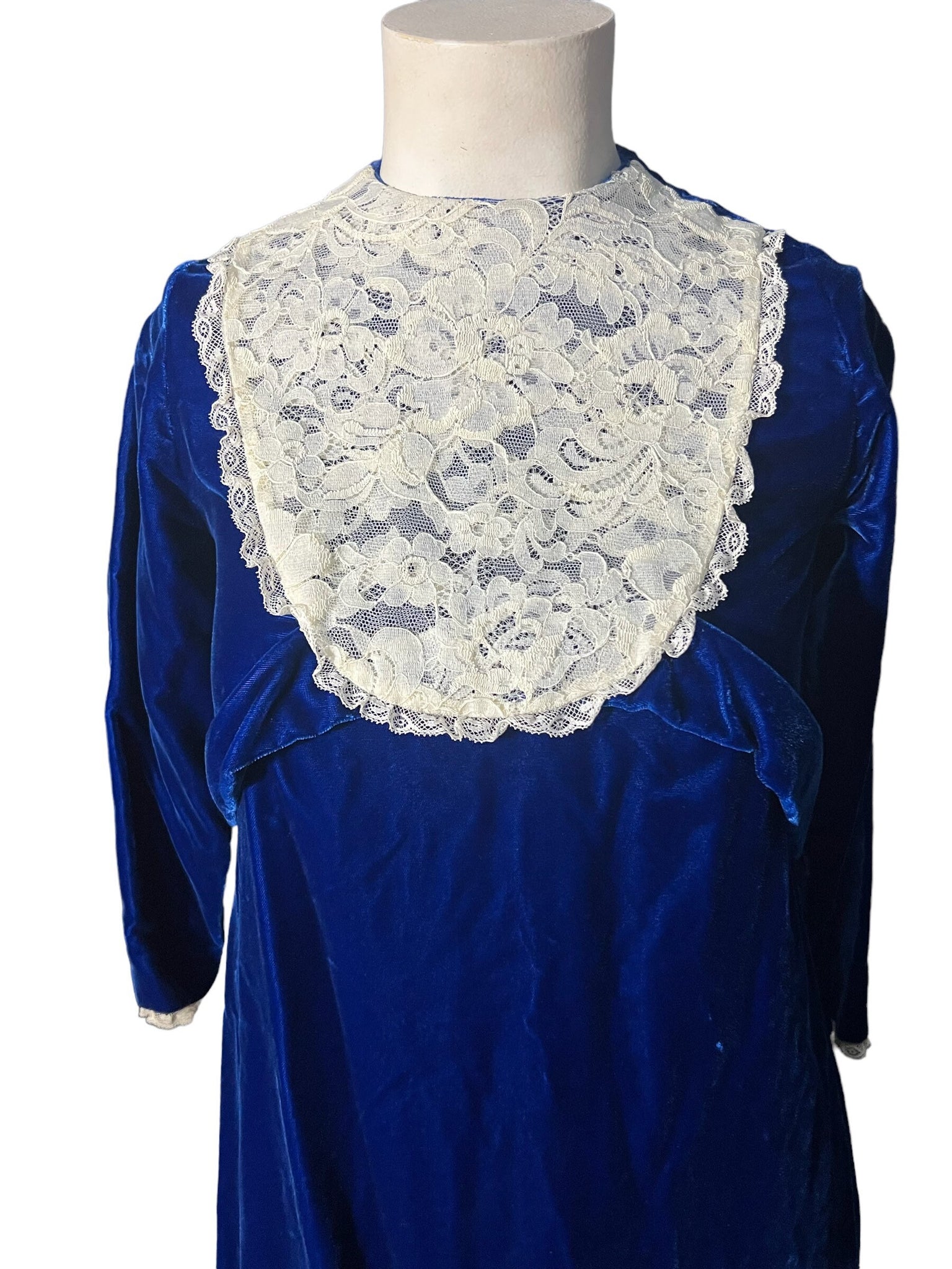 Vintage 70's teen blue velvet dress victorian