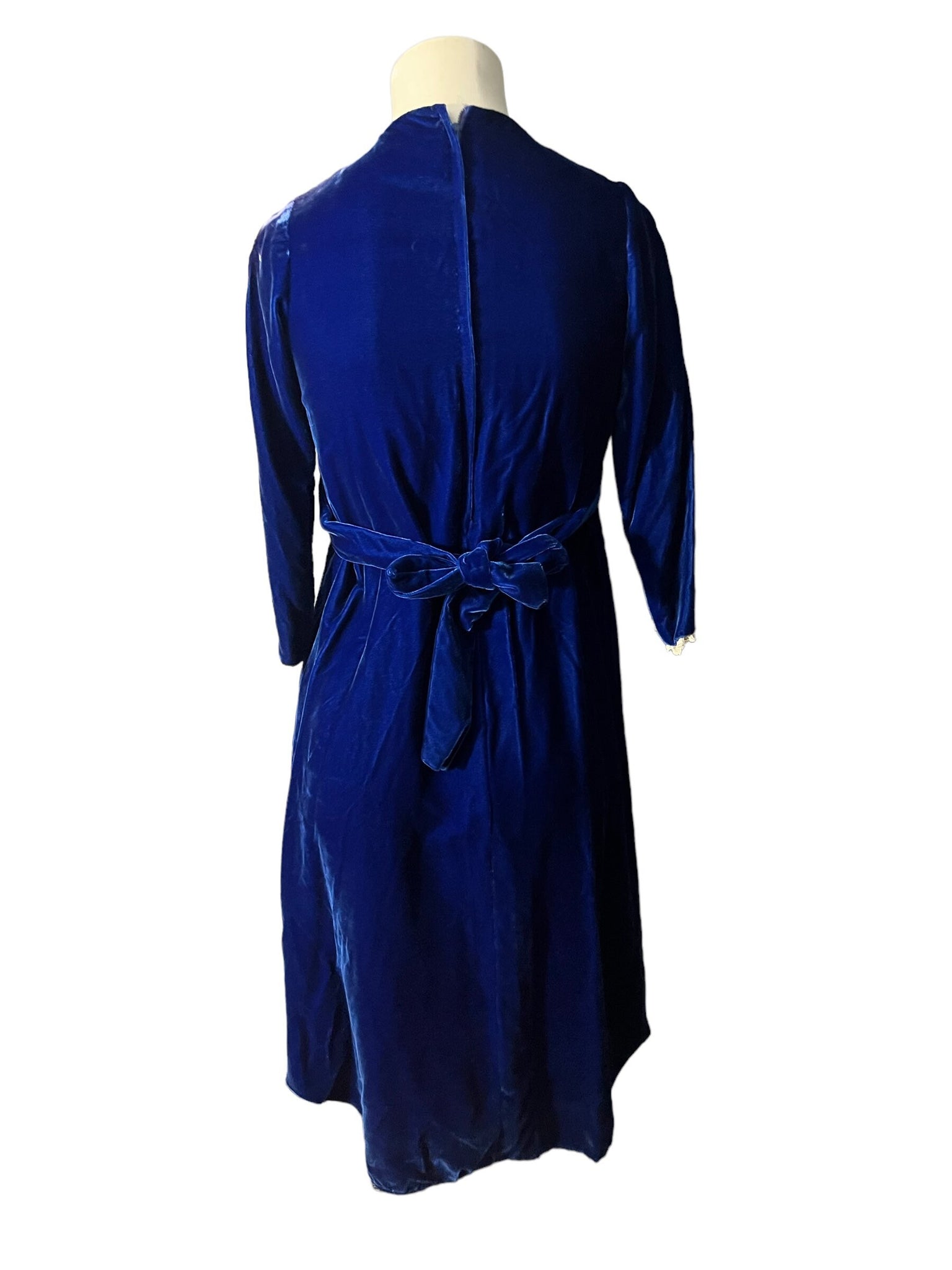 Vintage 70's teen blue velvet dress victorian