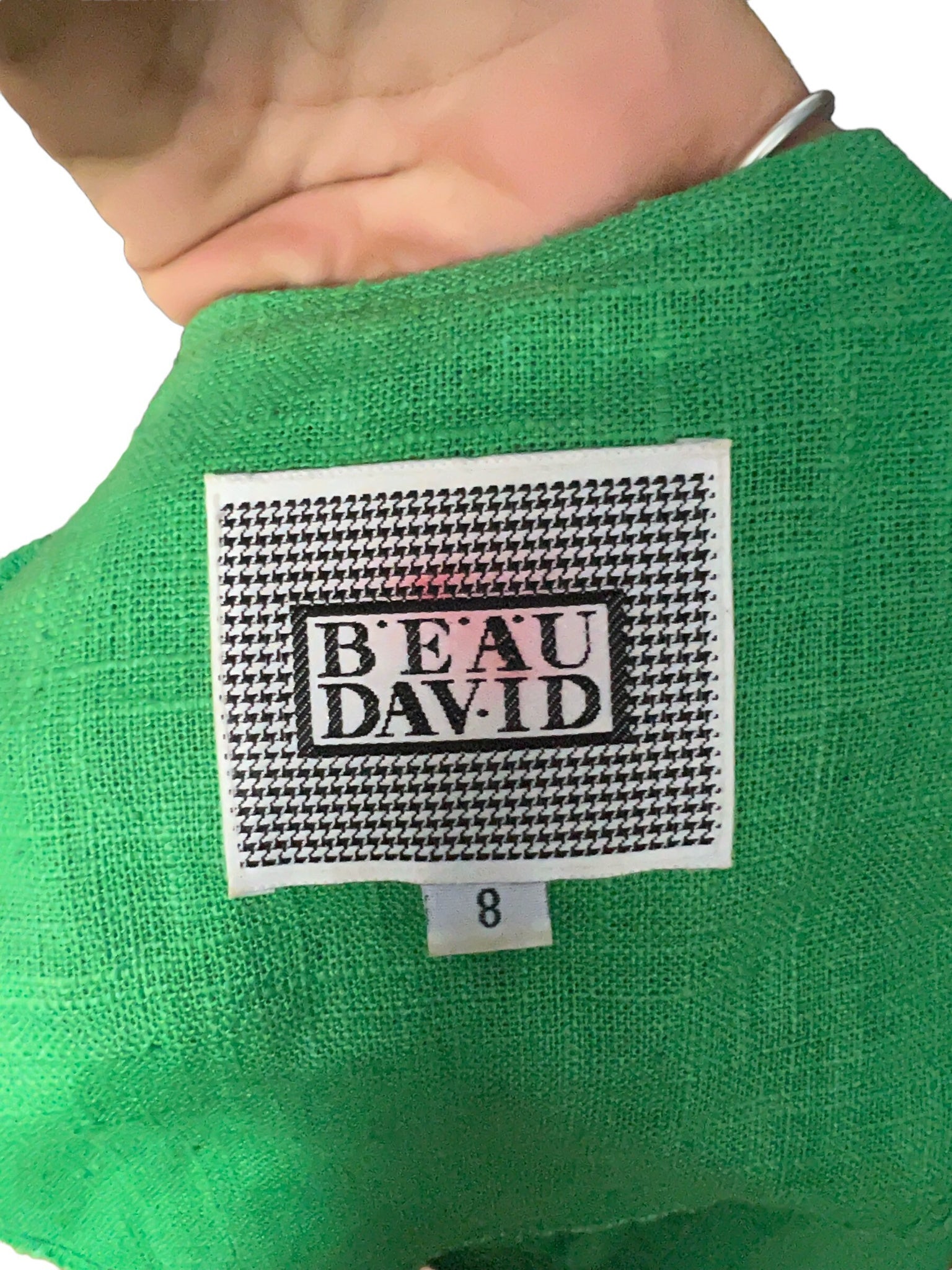 Vintage 80's Beau David linen wrap green dress 8