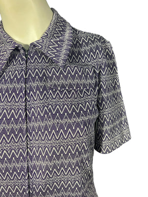 Vintage 70's zip front dress M purple
