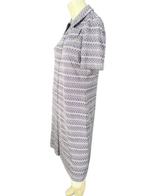 Vintage 70's zip front dress M purple