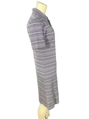 Vintage 70's zip front dress M purple