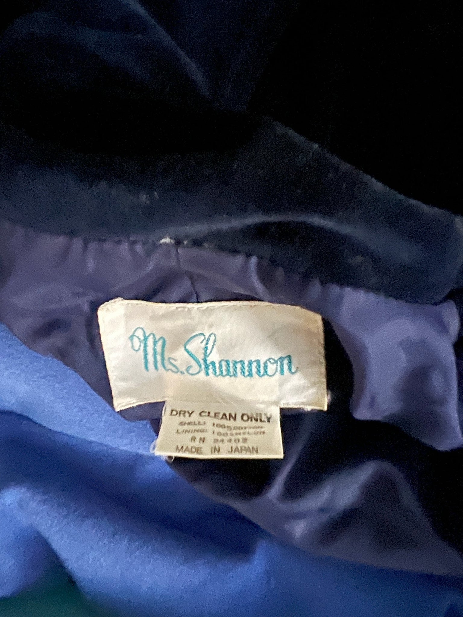 Vintage 70's velvet blue jacket Ms Shannon M