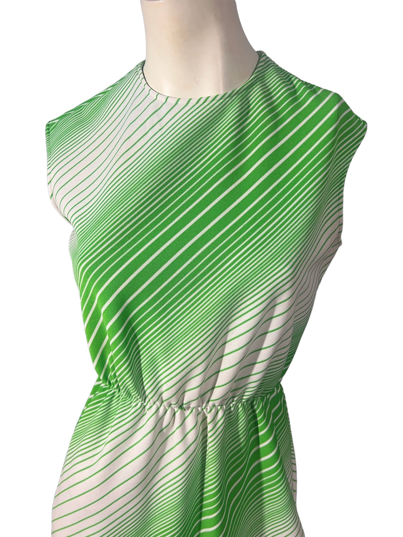 Vintage R&K green and white stripe dress