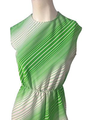 Vintage R&K green and white stripe dress
