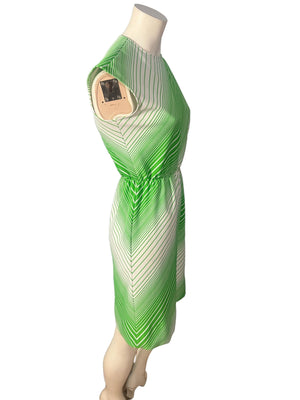 Vintage R&K green and white stripe dress