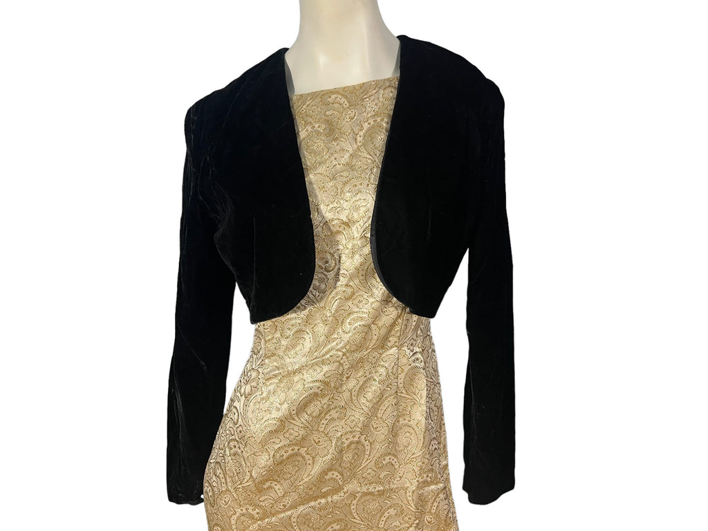 Vintage 80's short black velvet jacket L