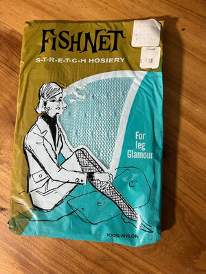 Vintage turquoise fishnet thigh highs one size
