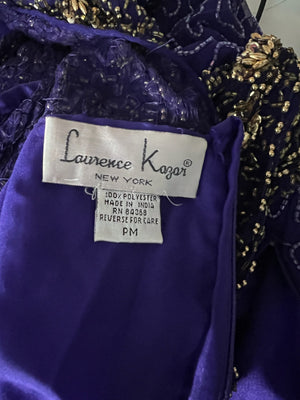 Vintage 80's purple gold sequin bead dress M