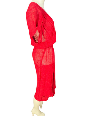 Vintage red 40's style 80’s Phobe peplum knit dress L
