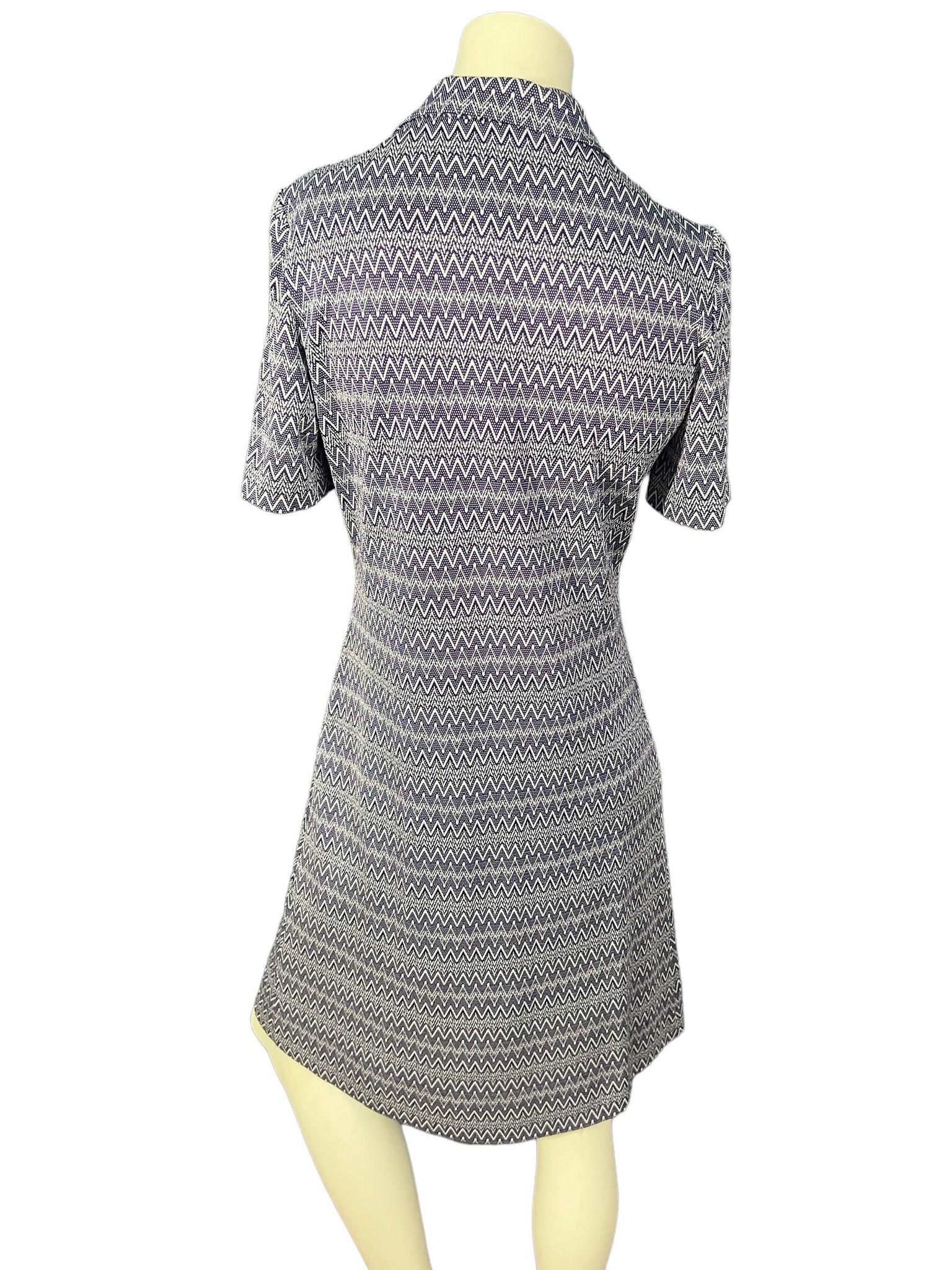 Vintage 70's zip front dress M purple