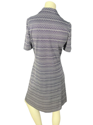 Vintage 70's zip front dress M purple