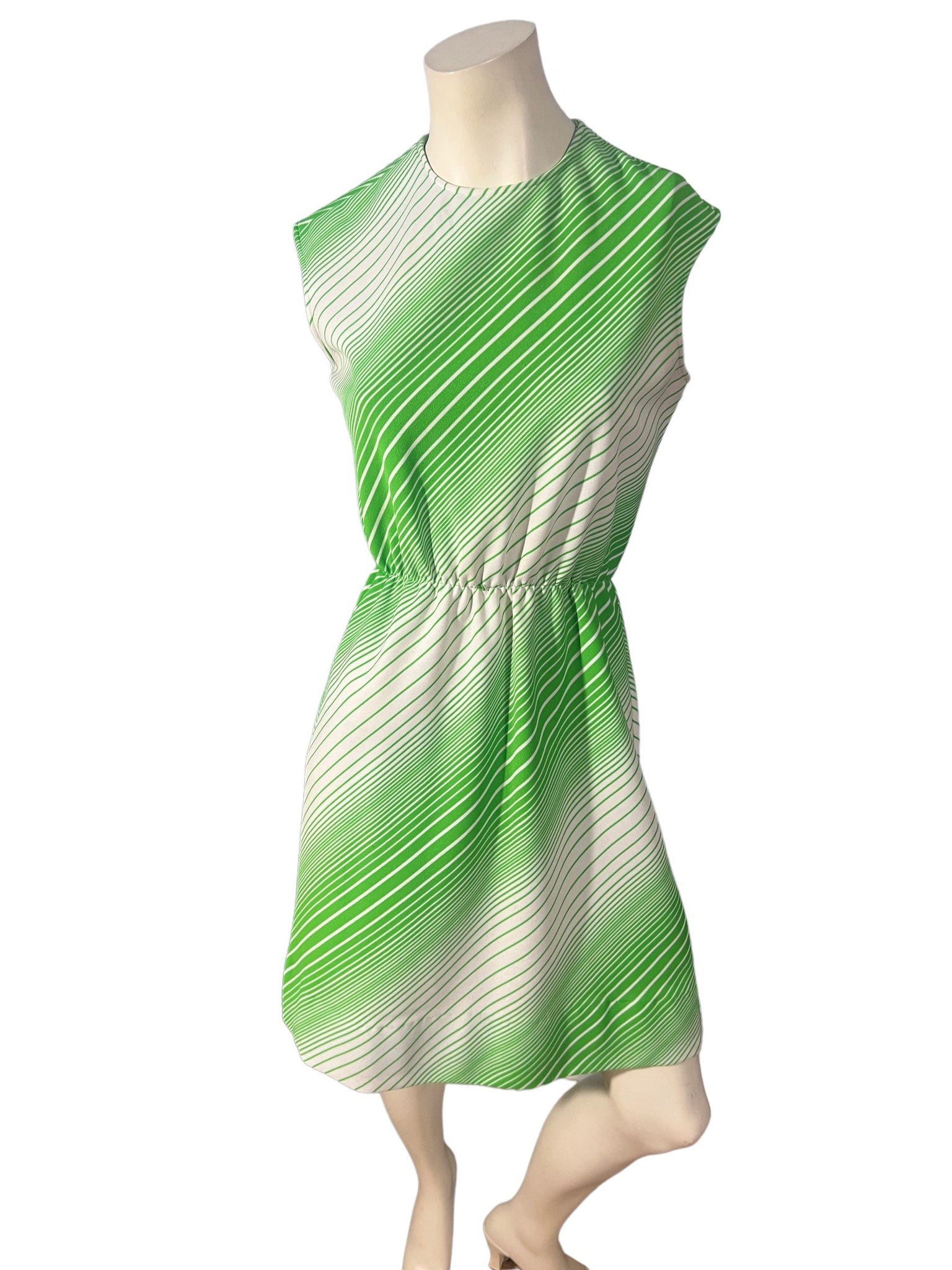Vintage R&K green and white stripe dress