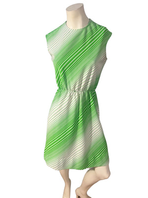 Vintage R&K green and white stripe dress