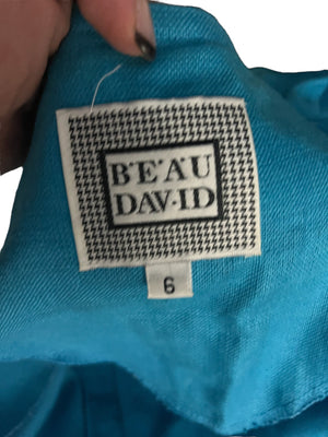 Vintage 80's turquoise wrap dress Beau David 6