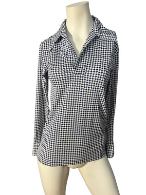 Vintage 70's blue check women's shirt M