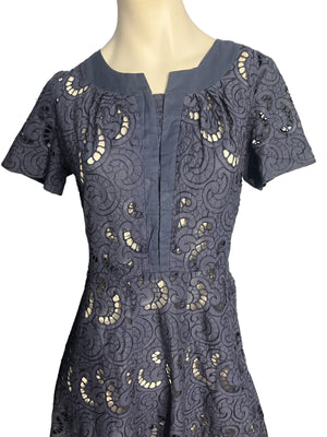 Vintage 50's blue eyelet day dress M L