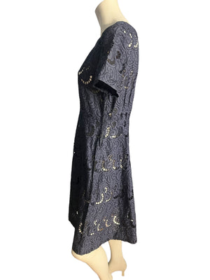 Vintage 50's blue eyelet day dress M L