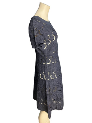 Vintage 50's blue eyelet day dress M L