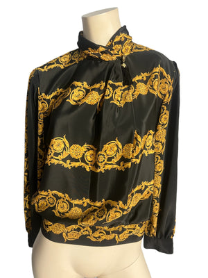 Vintage 80's gold and black blouse 9/10 M Jordan