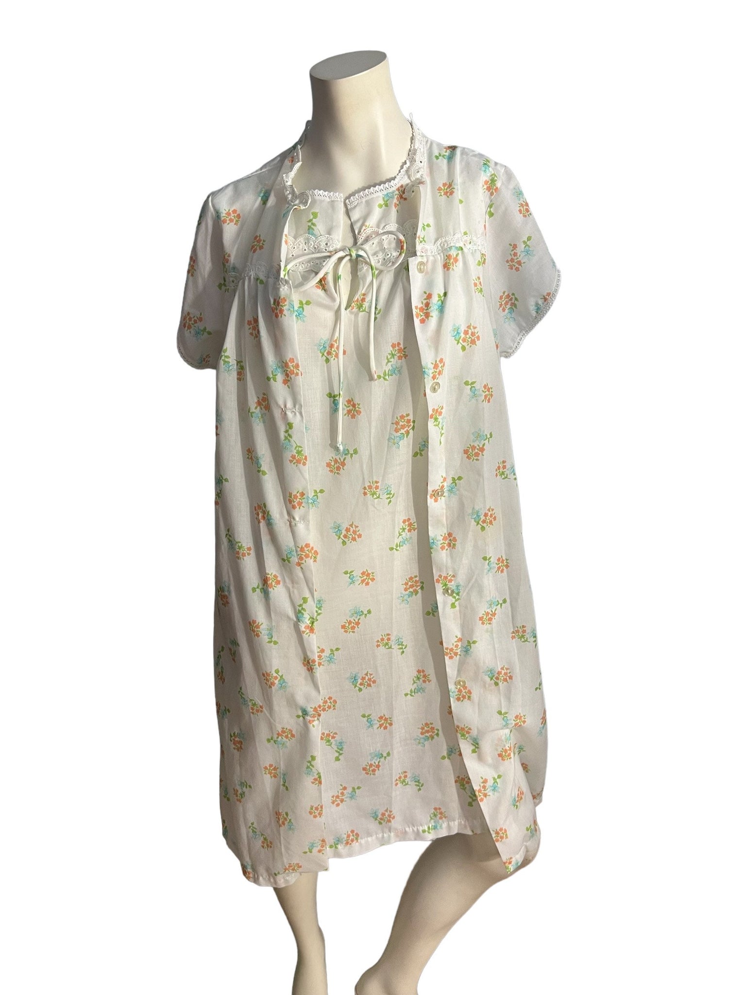Vintage Philmaid cotton nightgown robe set M