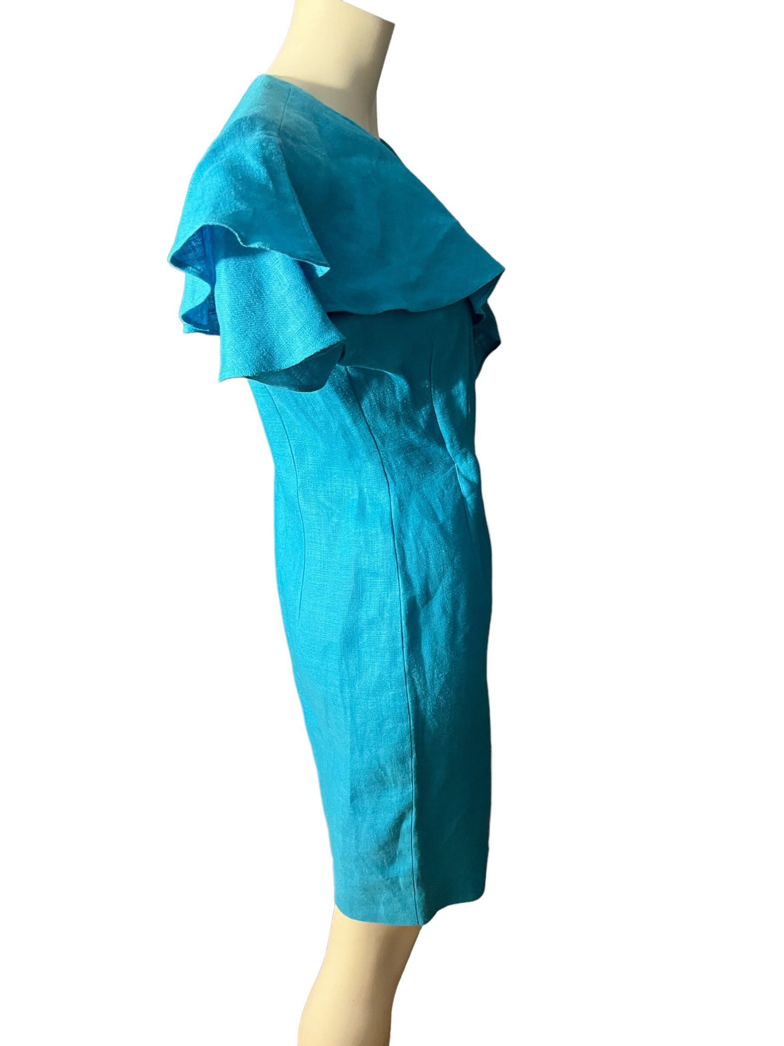 Vintage 80's turquoise wrap dress Beau David 6