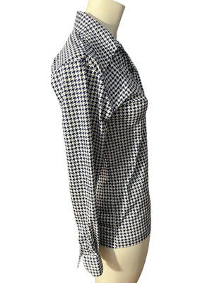 Vintage 70's blue check women's shirt M