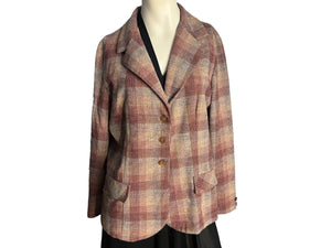 Vintage 70's purple plaid blazer jacket L XL