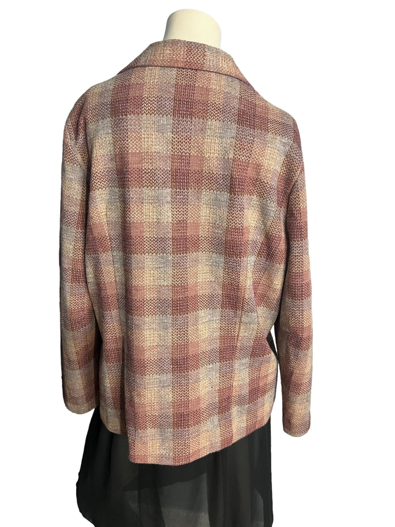Vintage 70's purple plaid blazer jacket L XL