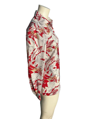 Vintage 70's red & white floral shirt L XL 18