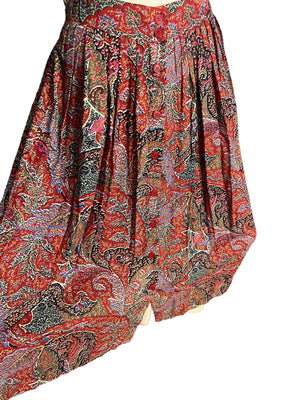 Vintage 80's rayon paisley button skirt 8